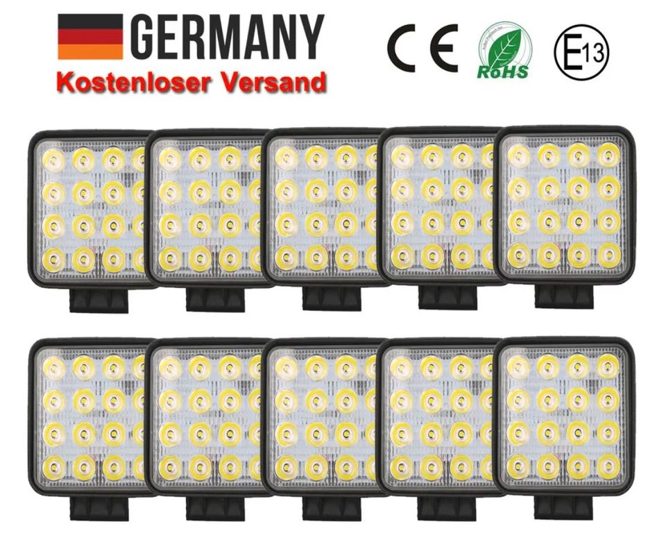 10x 48W LED Arbeitsscheinwerfer Offroad Scheinwerfer 12V 24V LKW in Bebra