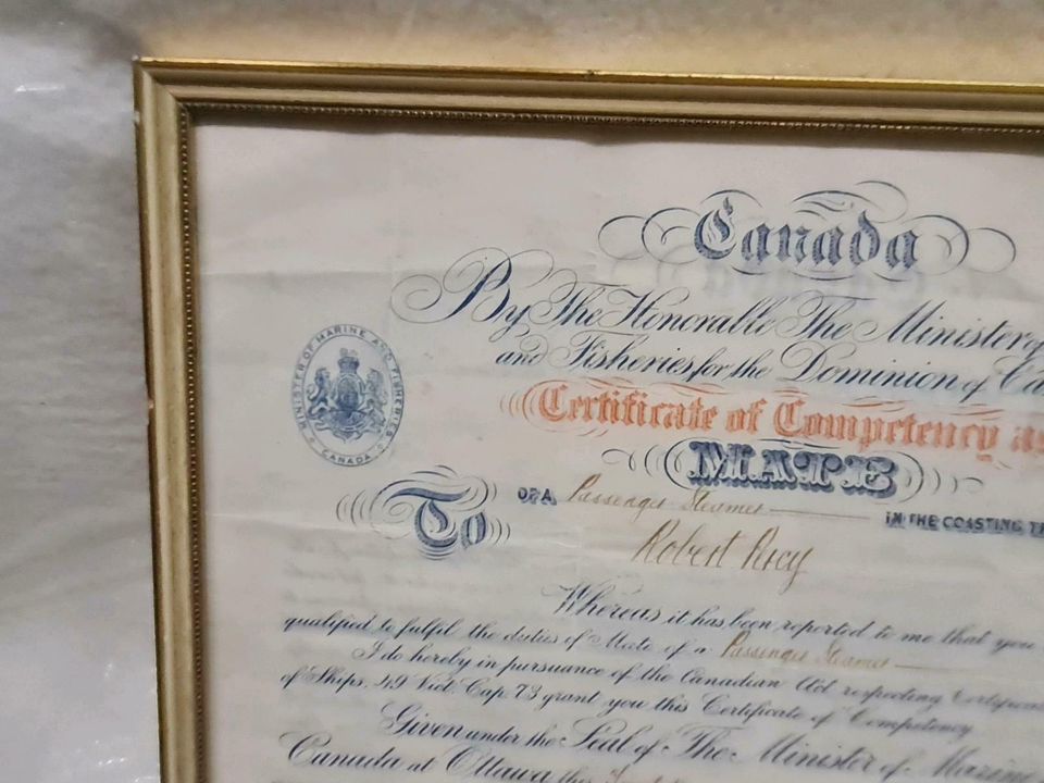 Certificate of competancy as Mate, signiert in Wentorf