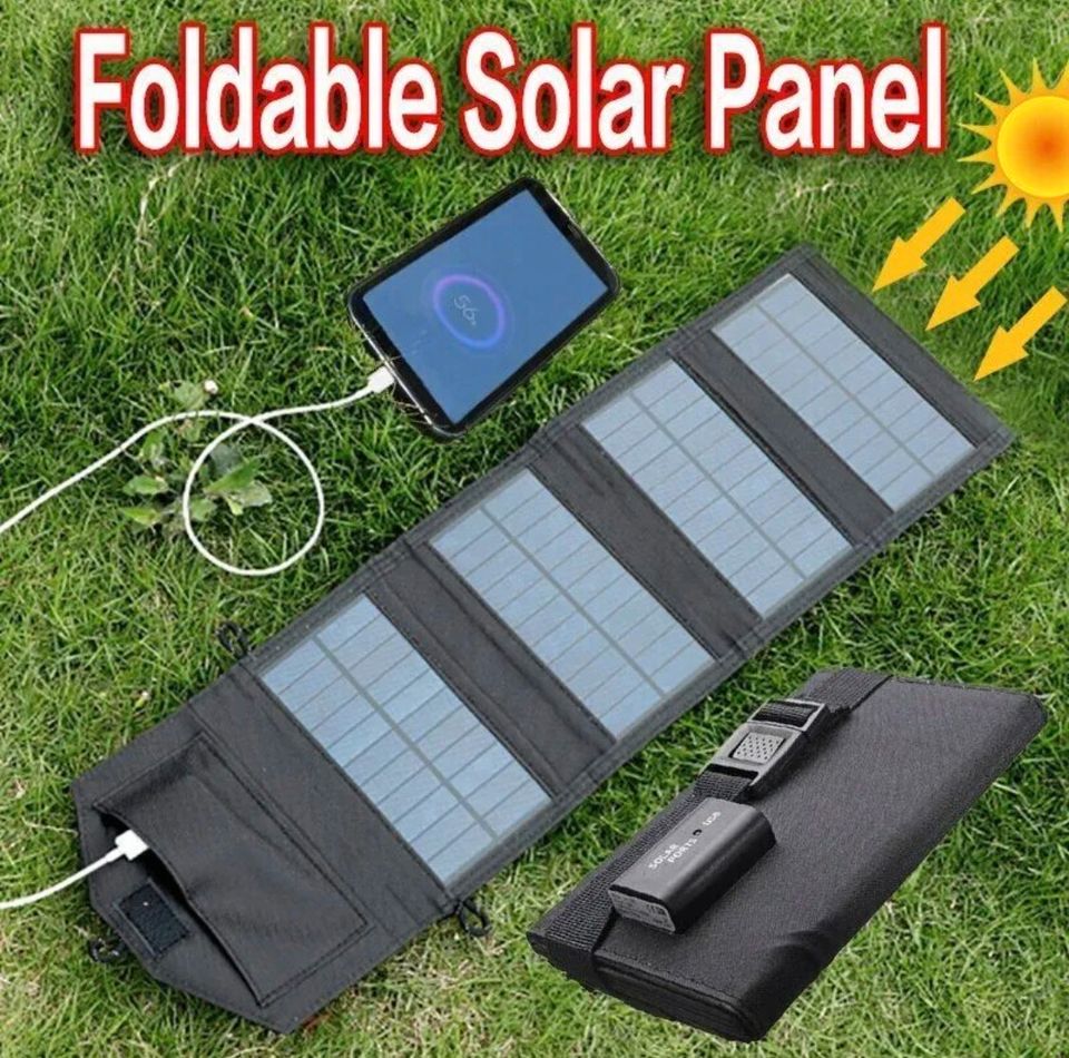 100W Faltbar Solarpanel Solarmodul Powerbank Handy USB Ladegerät in Bebra