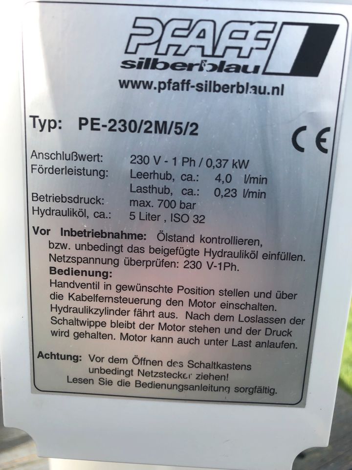 Elektro-Motorpumpen Hydraulikzylinder PY-04 230V 700 bar tragbar in Gieselwerder