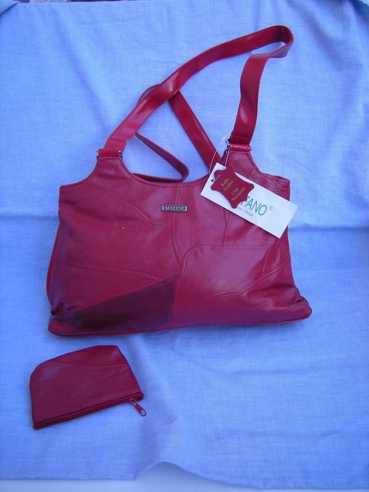 neue Damen Lederhandtasche rot in Fischen