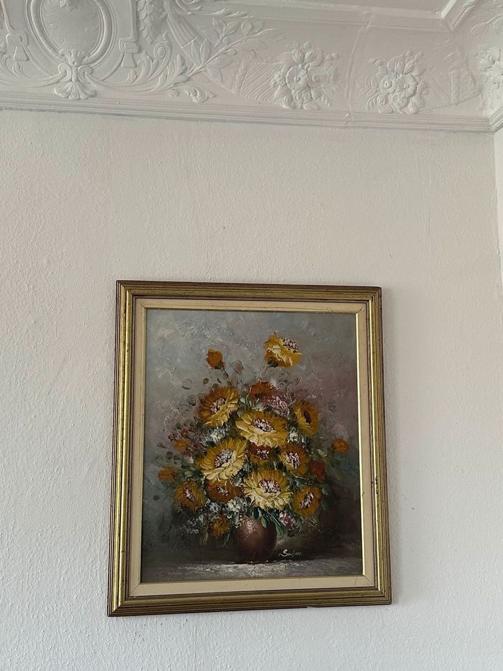 72X62cm gemälde Malerei Blumen Stillleben Vase impressionismus in Magdeburg