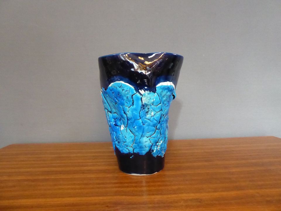 Vase 60er 70er Vallauris Keramik Blau Fat Lava in Bremerhaven