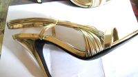 elegante Riemchen-Pumps, Gr. 38, gold, Slingback, Absatzhöhe 8 cm Hessen - Bad Camberg Vorschau