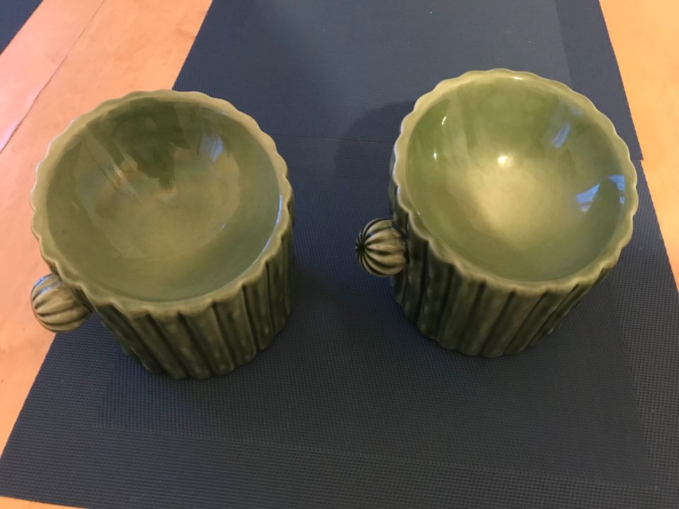 2x Keramik Napf Kaktus grün erhöht ergonomisch in Hamburg