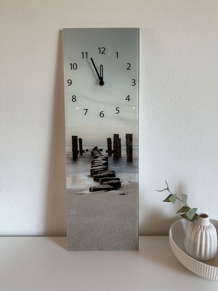 Wand Uhr Glas mit Bild 20 x 60 cm in Eggenfelden