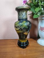 Vase chinesisch Malerei lackiert alt Blumenvaße retro vintage alt Nordrhein-Westfalen - Ibbenbüren Vorschau