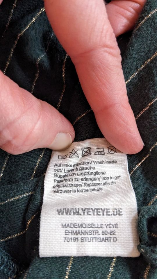 Kleid Mademoiselle Yeye grün goldene Streifen Gr. XS Oeko-Tex PET in Stuttgart