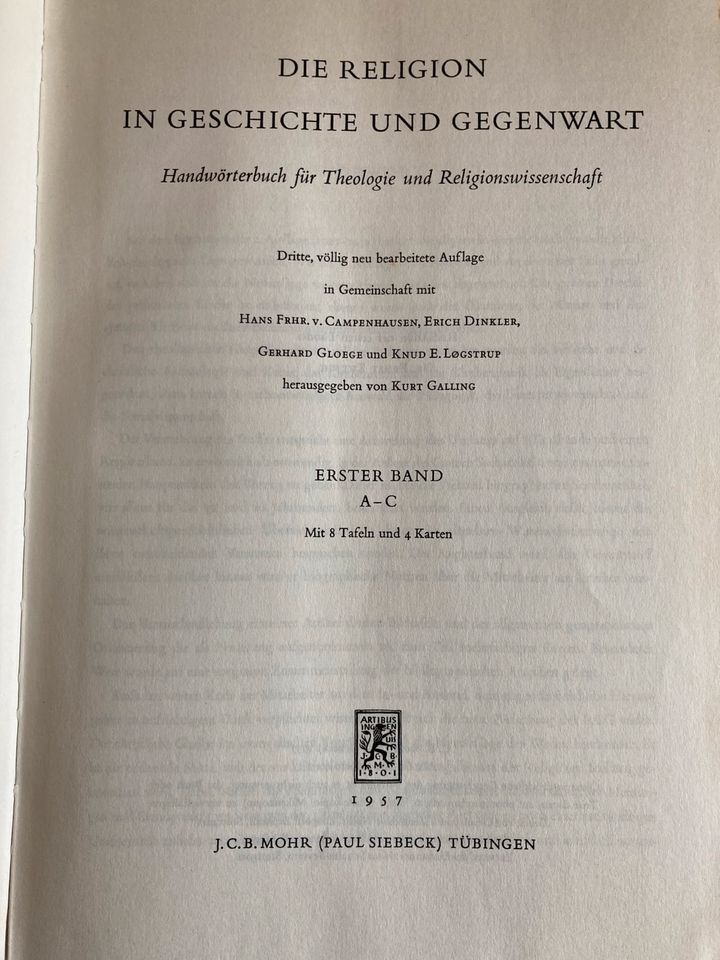 Die Religion in Geschichte und Gegenwart, 3. Auflage, 1957-1962 in Tübingen