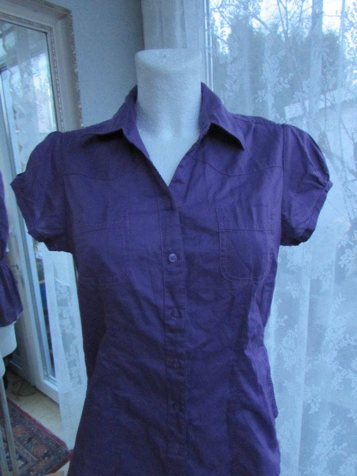 Yessica Bluse violett Gr. S 36 Baumwolle Puffärmel in Straubing