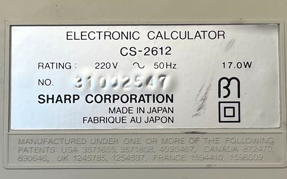 Sharp CALCULATOR CS 2612 Tischrechner Rechenmaschine in Schwarme