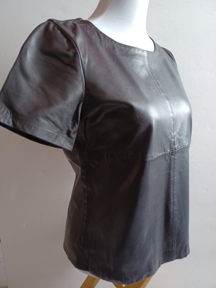Ledershirt Leder real Leather Top Shirt M 38 schwarz vintage 90s in Niederfrohna