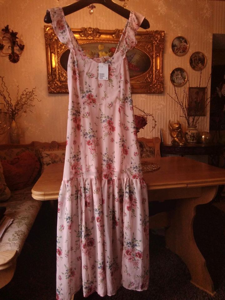 Maxikleid, rosa mit Blumen, H&M, Gr XL in Wiedemar