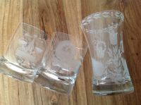 Vintage gravierte Vase mit 2 gravierten Gläsern Bayern - Grainau Vorschau