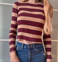 gestreifter Pullover/Langarmshirt dunkelrot beige M/38 Forever21 Hessen - Kassel Vorschau