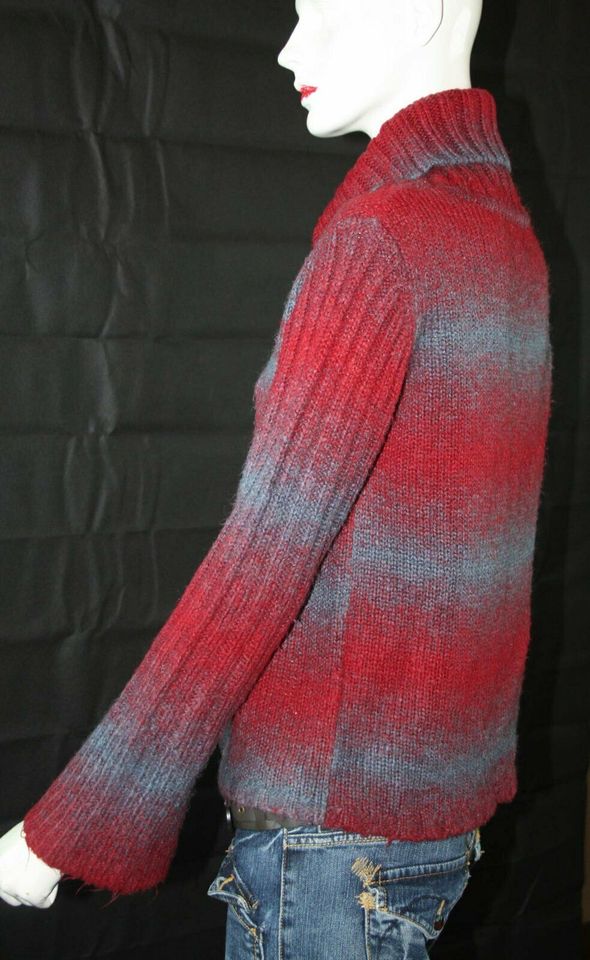 Toller Strickpulli Rollkragen Gr L  rot blau in Oberaurach