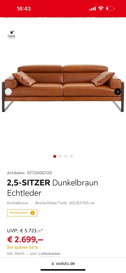 2 echte Leder Sofas von Stefano Sardo in Oschersleben (Bode)