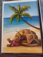 2 Glückwunschkarten Din A 5 neu 90er Jahre Schildkröte am Strand Hessen - Hadamar Vorschau