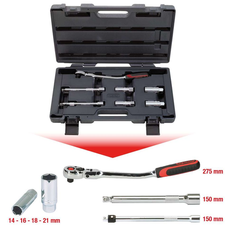 KS-Tools 918.0607 3/8" CHROMEplus Zündkerzen-Service-Satz, 7-tlg in Kelheim