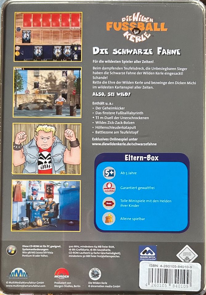 Die wilden Fußballkerle neu PC Spiel schwarze Fahne Becher 3D in Sand a. Main