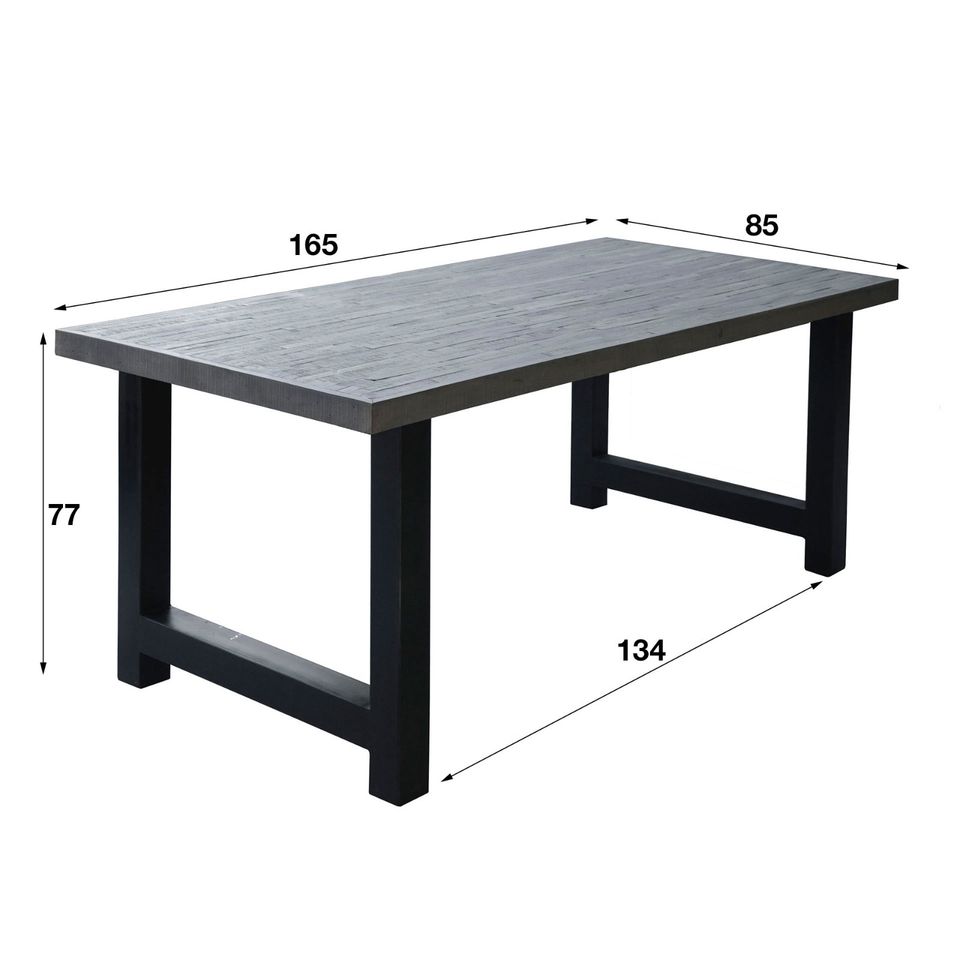 Esstisch Tisch Teca grau massiv industrial 165 in Twist