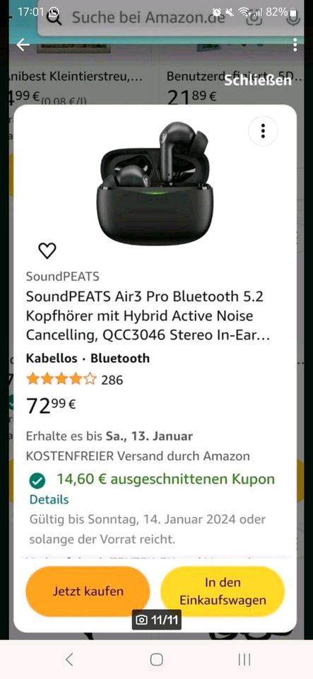 Soundpeats air 3 proSehr gute gebrauchte Kopfhörer mit anc und ap in Hamm