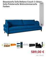 3 Sitzer Sofa/ Couch aus Wellenfedern, Blau Nordrhein-Westfalen - Bad Berleburg Vorschau