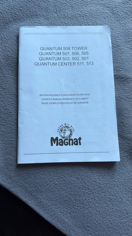 Magnat Bed.Anleitung Quantum 501 / 502/ 503 / 505 / 506 / 507 usw in Fürth