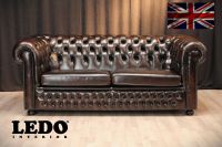 Englisches Chesterfield 3er Sofa, Rindleder, antik-braun Nordrhein-Westfalen - Heinsberg Vorschau