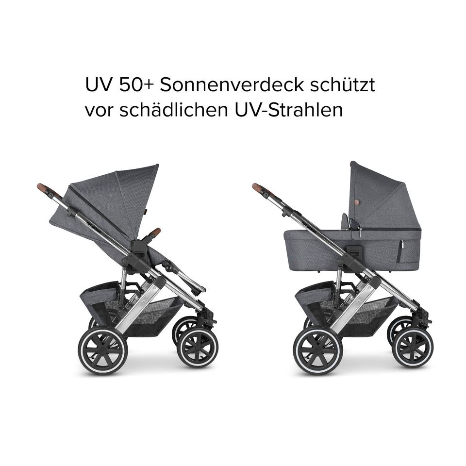 ABC-Design Salsa 4 Air - 4in1 Kinderwagen-Set - Asphalt - inkl. Babywanne + Sportsitz + Maxi-Cosi Pebble 360 Pro 2 + FamilyFix 360 Pro + XXL-Zubehörpaket - NEU in Fulda