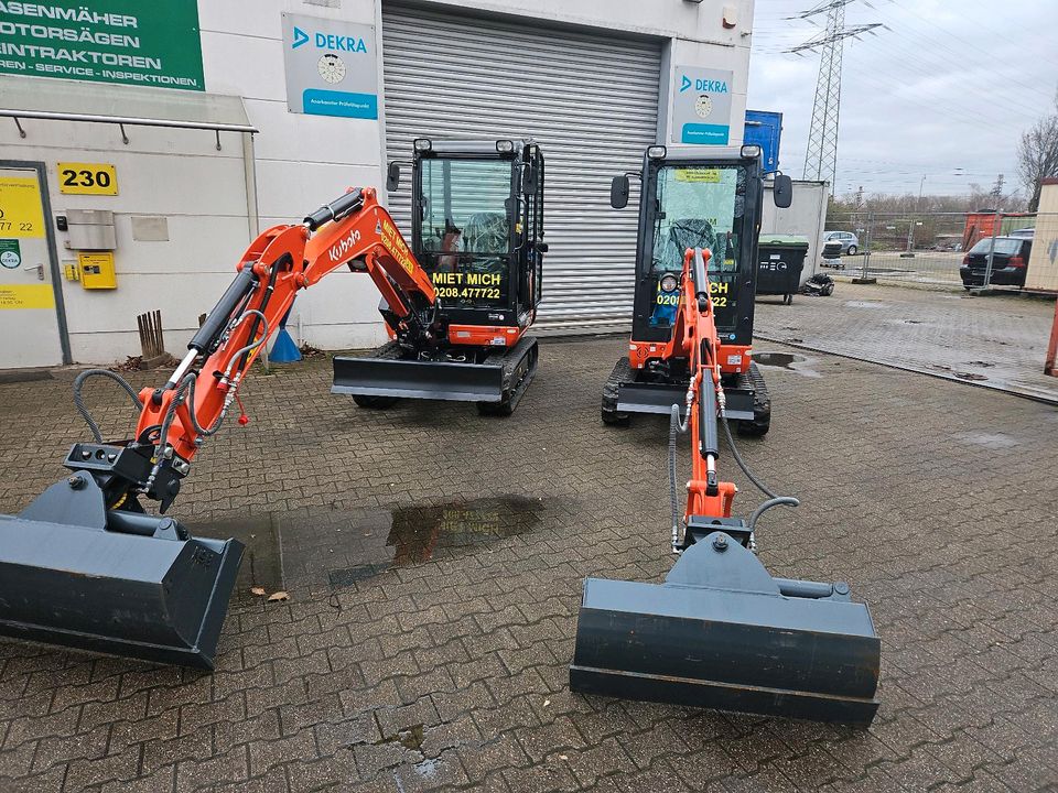 Minibagger Kubota 1,9t mieten. Auch Anlieferung in Mülheim (Ruhr)