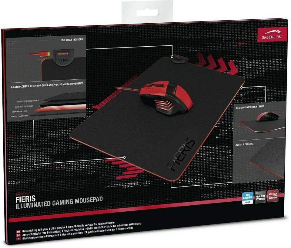 SPEEDLINK LED Gaming Mauspad RGB USB Mousepad beleuchtet Maus Pad in Essen