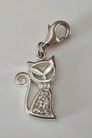 Charm Anhänger Katze NEU Glitzersteine 925er Sterling Silber Bayern - Drachselsried Vorschau