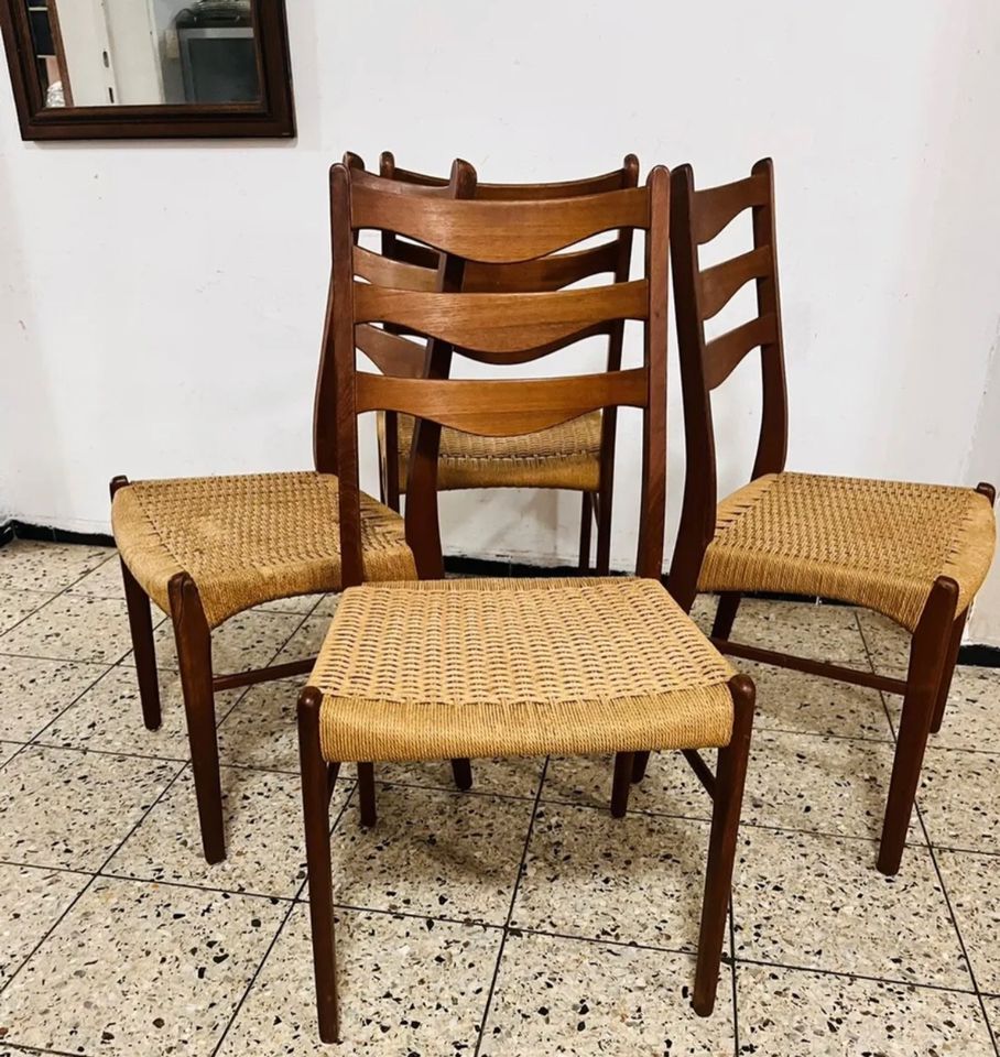 4 Arne Wahl Iversen Glyngere Chairs 60s Teak Vintage Stühle stuhl in Rodenberg