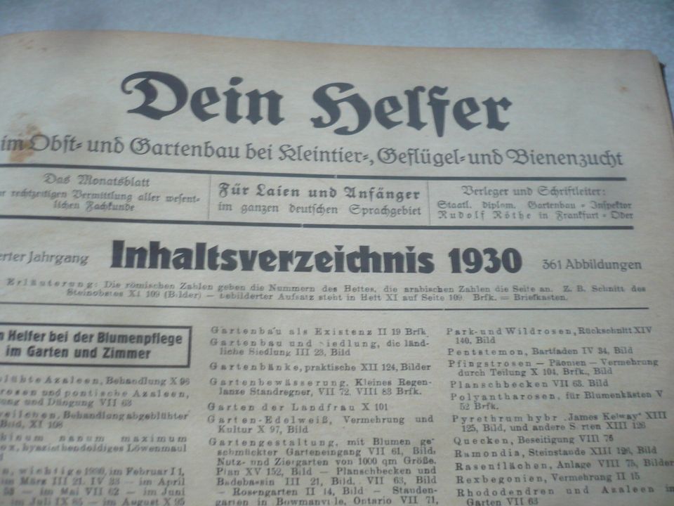 Zeitschriftensammlung-Dein Helfer im Obst-und Gartenbau von 1930 in Stuttgart