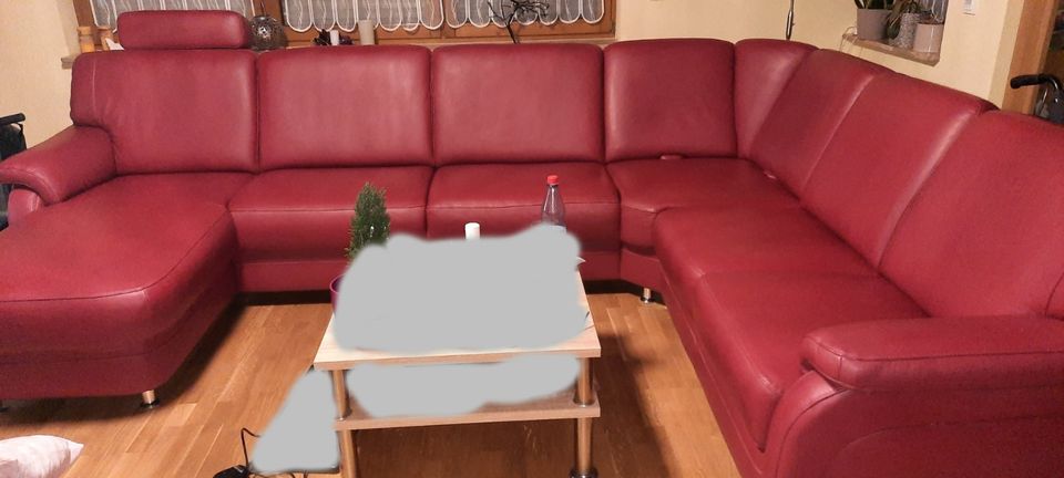 Wohnlandschaft TAULON Leder BelVita rot Couch Ledersofa sehr gepf in Wiesbaden