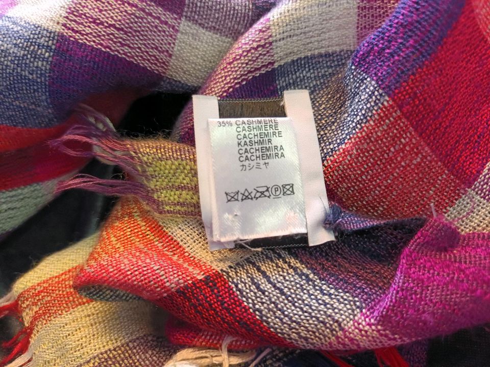 Missoni Tuch Halstuch kariert lila pink Seide Kaschmir 80cmx180cm in Neukirchen-Vluyn