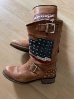 Hellbraune Lederstiefel Vintagelook mit US-Flagge Hessen - Lahnau Vorschau