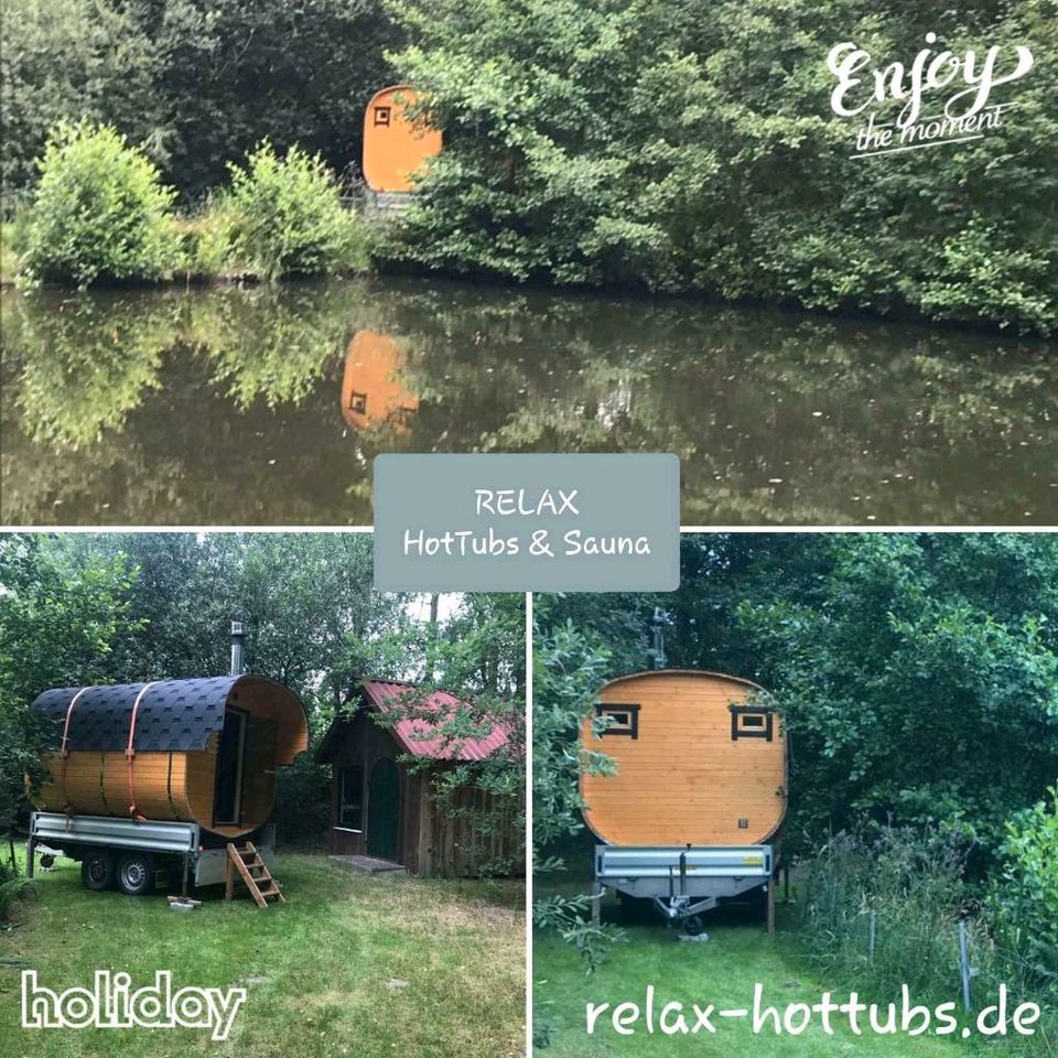 Mobile Sauna HOTTUB Saunafass Badefass mieten Wellness in Grönheim