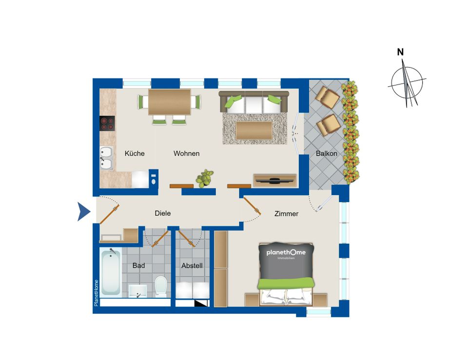 Moderne, vermietete 2-Zimmer-Wohnung mit Balkon und direktem Wasserzugang in Berlin-Köpenick in Berlin