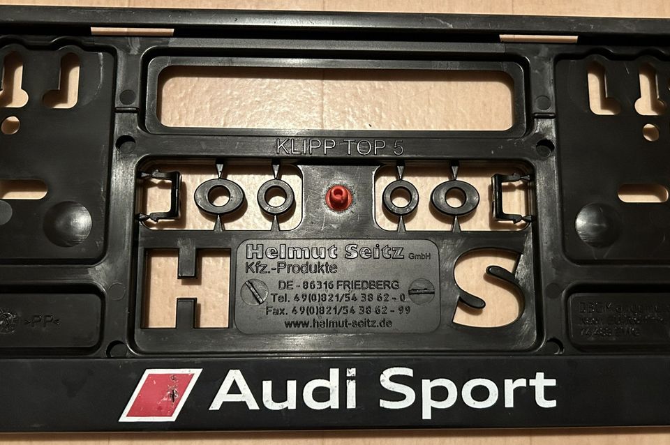 Audi Sport Nummernschild Halter, Kennzeichen Halterung, Schwarz