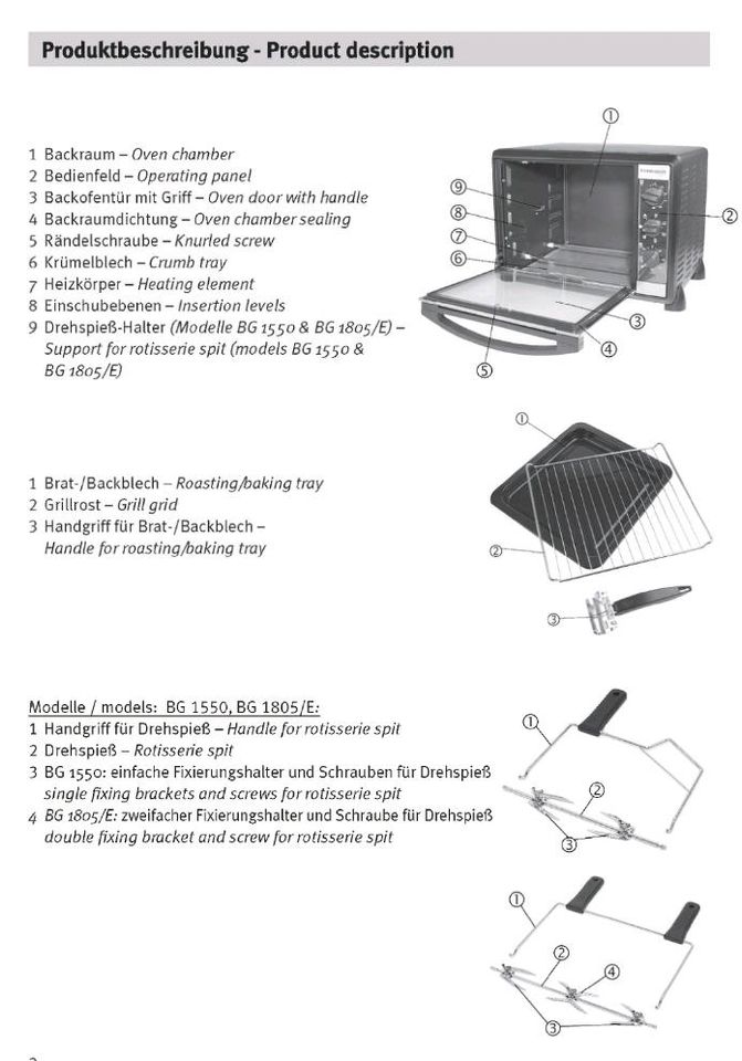 Back & Grill Ofen BG 1805/E Kleinbackofen in Freiburg im Breisgau