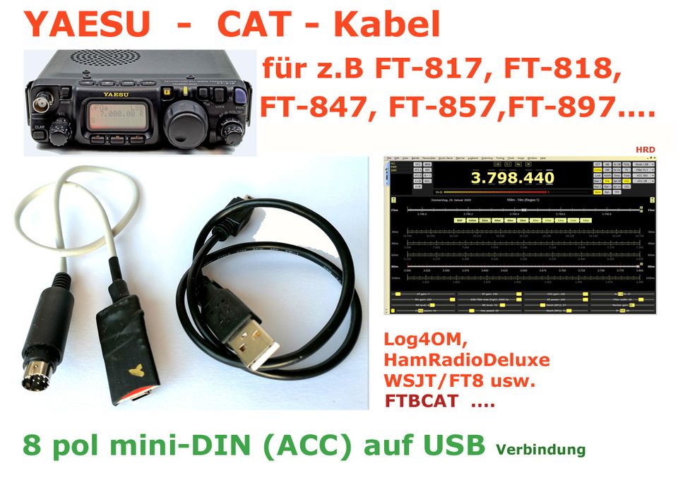 CAT Remote, Icom, Yaesu - Verbindungskabel USB zur  CAT-Buchse in Pleitersheim