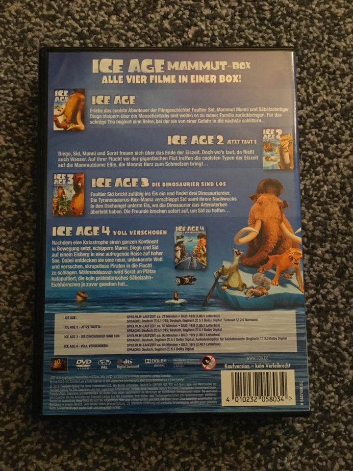 4 DVD’s Ice Age Mammut-Box Teil 1- 4 in Duisburg