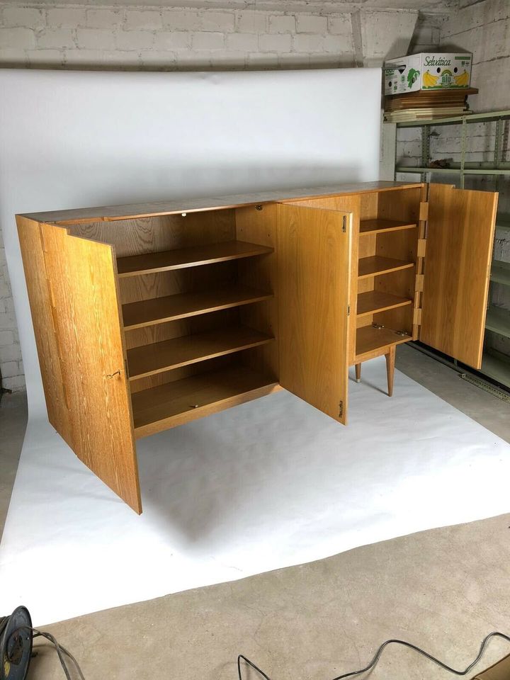 Midcentury-Modern Sideboard Eiche weiß gekalkt in Centrum