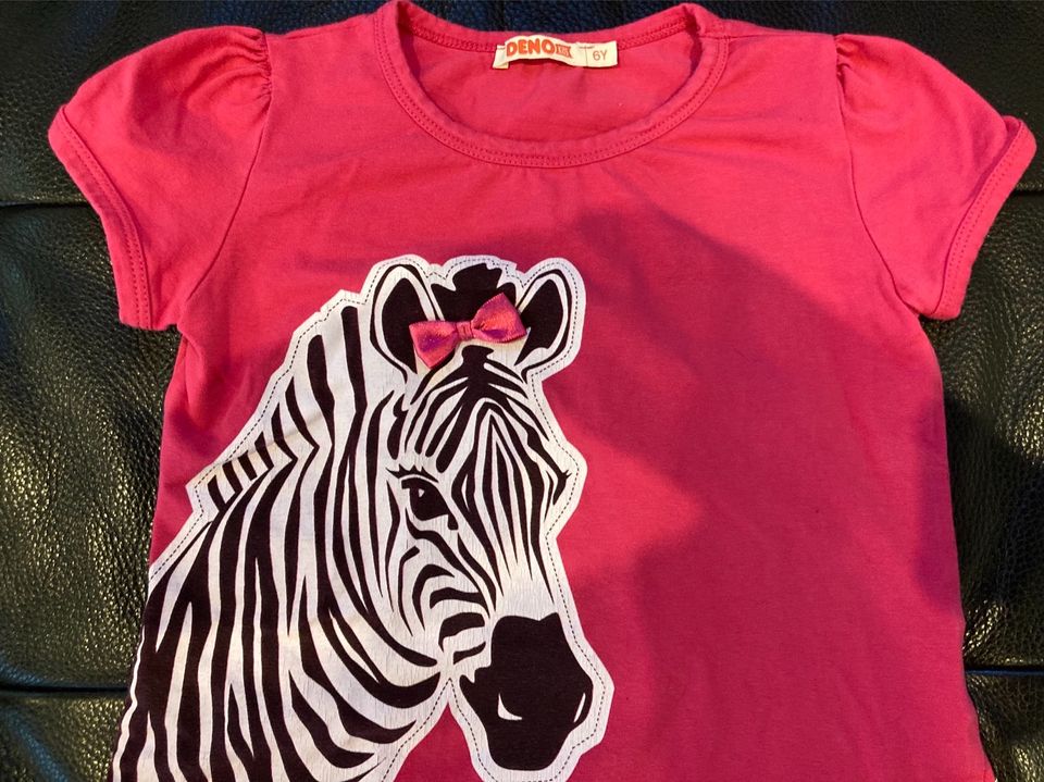 Deno Kids T-Shirt. Pink.Zebra,  Gr 116 in Otzberg