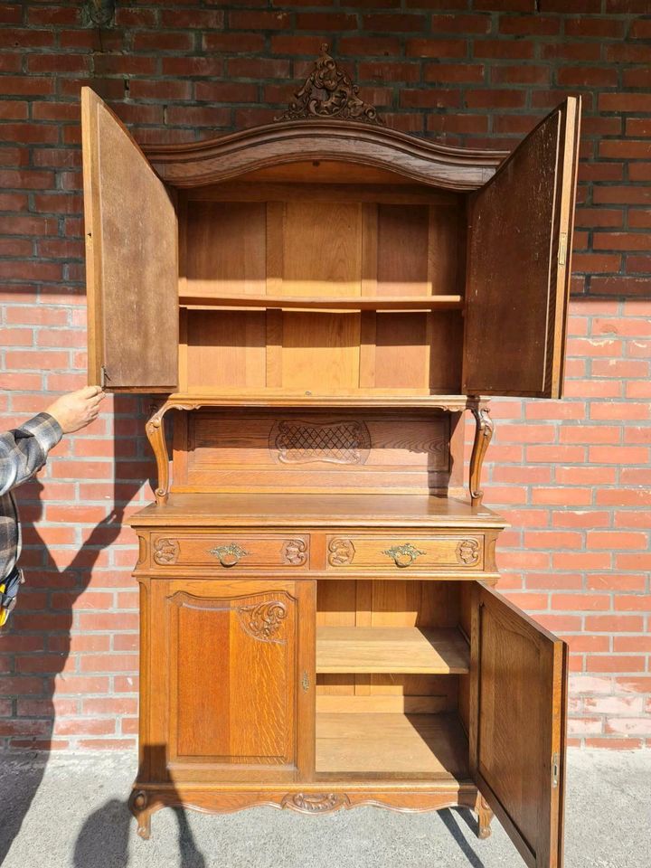 Antik Jugendstil Buffet Anrichte Schrank Eichenholz Kommode Massi in Groß-Gerau