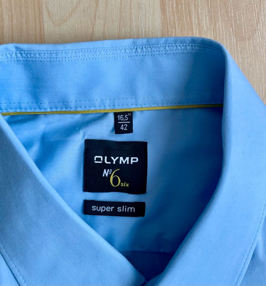 Olymp No 6 super slim Hemd hellblau Gr. 42 langarm | TOP ZUSTAND in Schwieberdingen