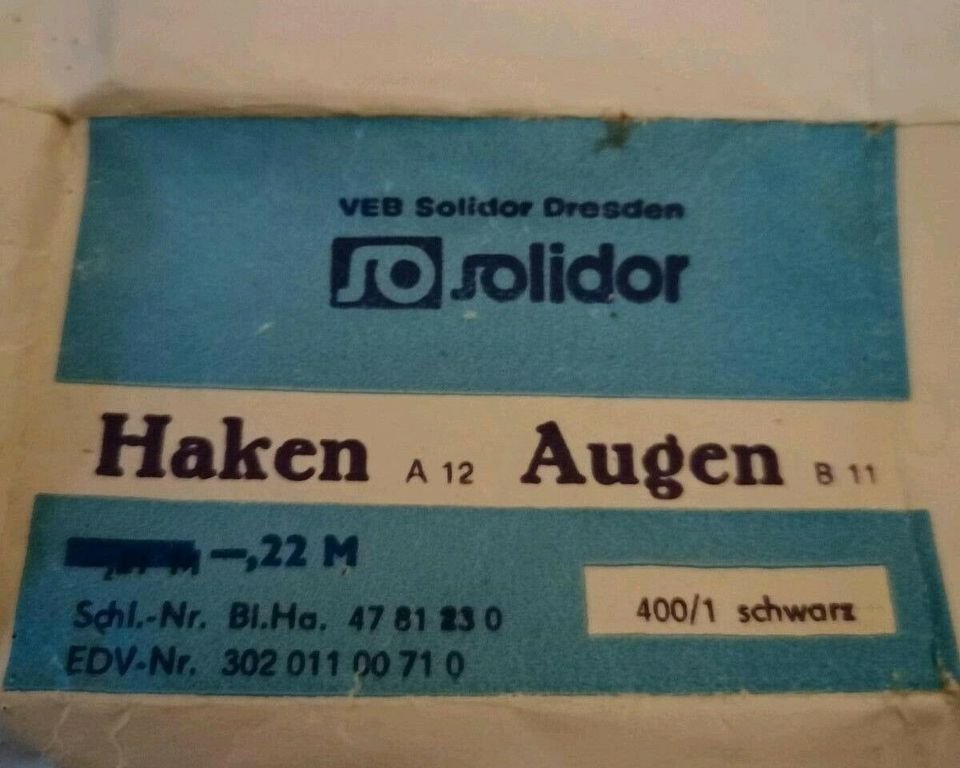 Alte Kurzwaren-Verpackung VEB Solidor Dresden in Weischlitz