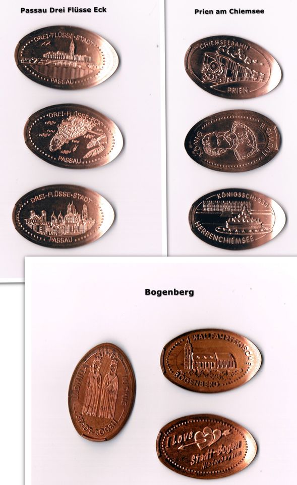 Elongated Coin PASSAU PRIEN am CHIEMSEE Bogenberg EX BAYERN in Piding